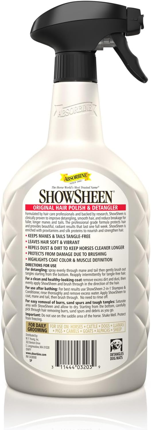 Absorbine Horse ShowSheen Hair Polish & Detangler Spray 32 oz.