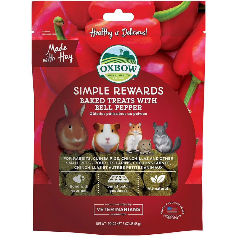 Oxbow Simple Rewards Baked Treats with Bell Pepper and Hay for Small Pets 3 oz.