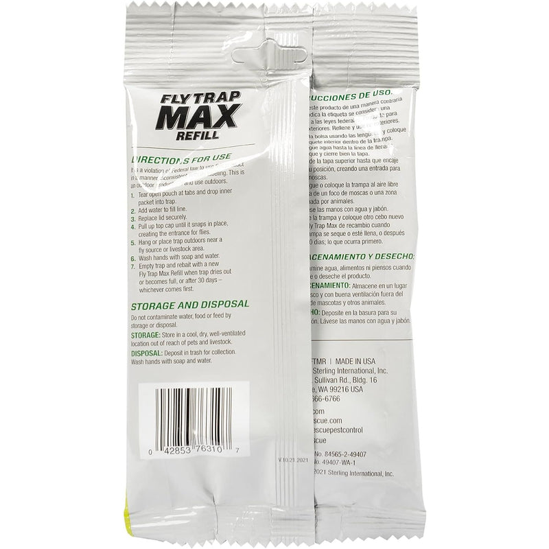 RESCUE! Fly Trap Max Refill Large Reusable Outdoor, Refill Only