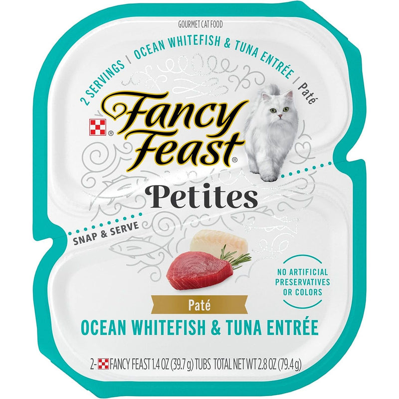 Purina Fancy Feast Petites Cat Food Pate, White Fish & Tuna, 12CT 24 Servings Box