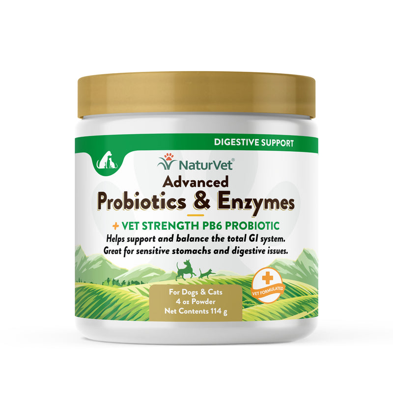 NaturVet Advanced Probiotics & Enzymes Powder for Pets 4oz.