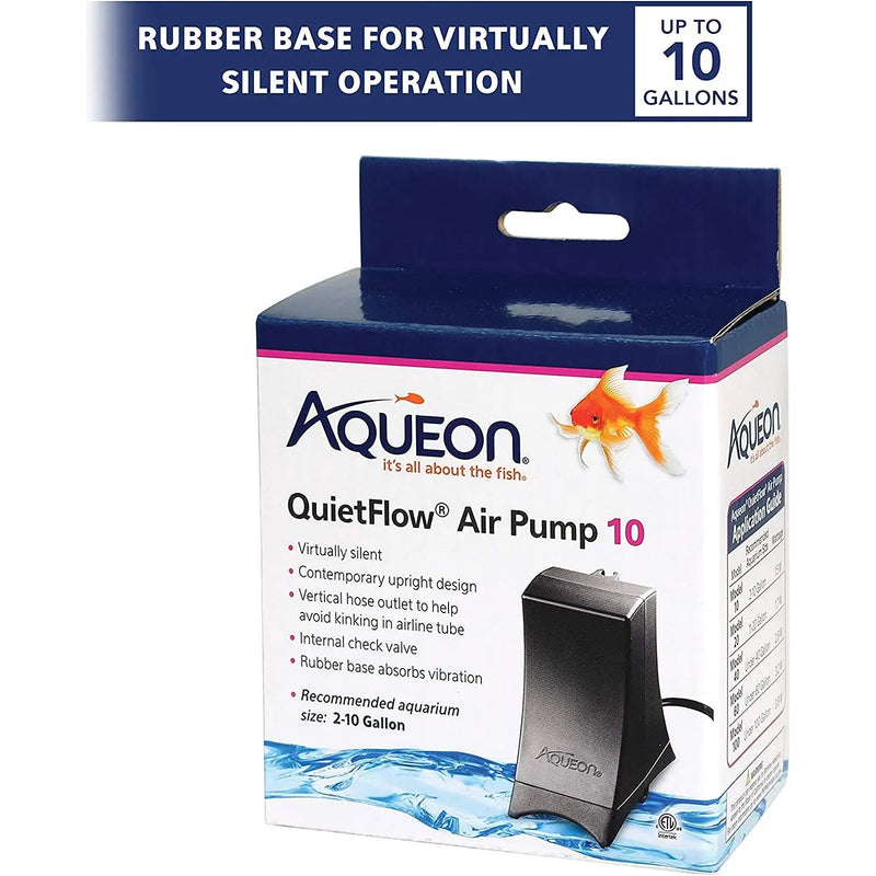 Aqueon QuietFlow 10 Aquarium Air Pump, 2-10 Gallons Aqueon