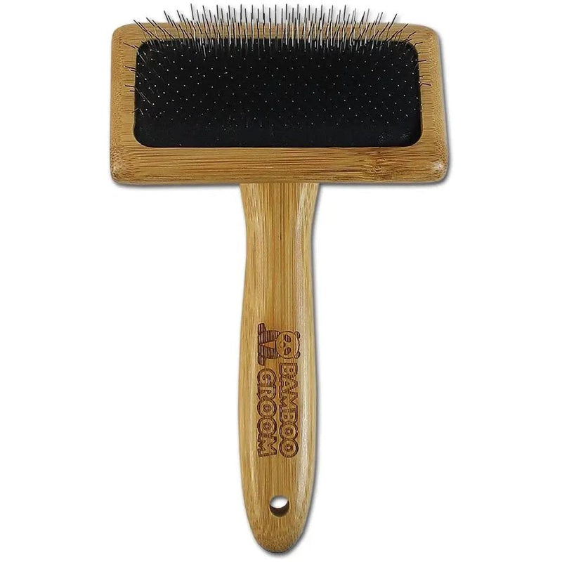 Bamboo Groom Slicker Brush with Stainless Steel Pins for Pets, Medium Pet Adventures Worldwide