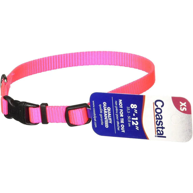 Coastal Pet 3/8-Inch Nylon Adjustable Dog Collar X-Small, Neon Pink Coastal Pet