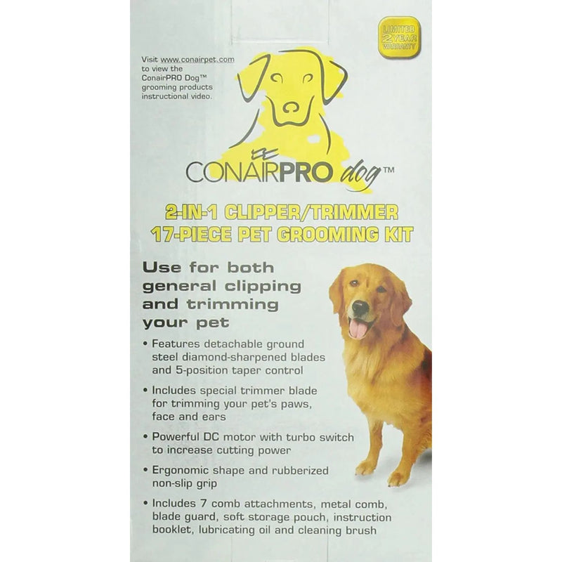 ConairPRO 2-in-1 Clipper/Trimmer Kit Grooming for Dogs and Cats ConairPro
