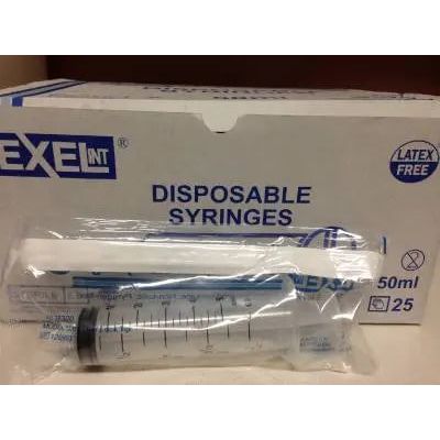 Exel Sterile Syringes 50 ML 2oz Luer Lock Only No Needle 10CT Exel