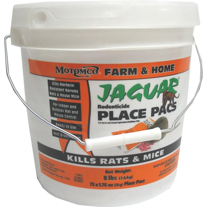 Motomco Jaguar Rodenticide Place Pacs Pail 73/50 GM Pacs Motomco