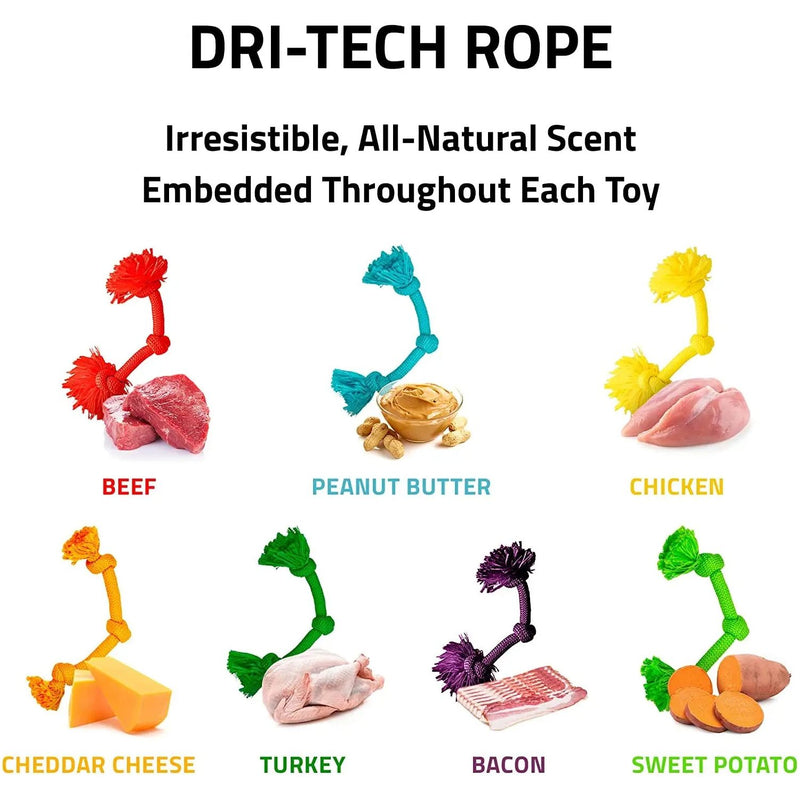 Playology Dri-Tech Rope Dog Toy All Natural Chicken Scent, Med PLAYOLOGY