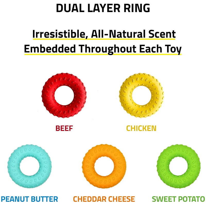 Playology Dual Layer Ring Dog Toy Chicken Scent, Large PLAYOLOGY