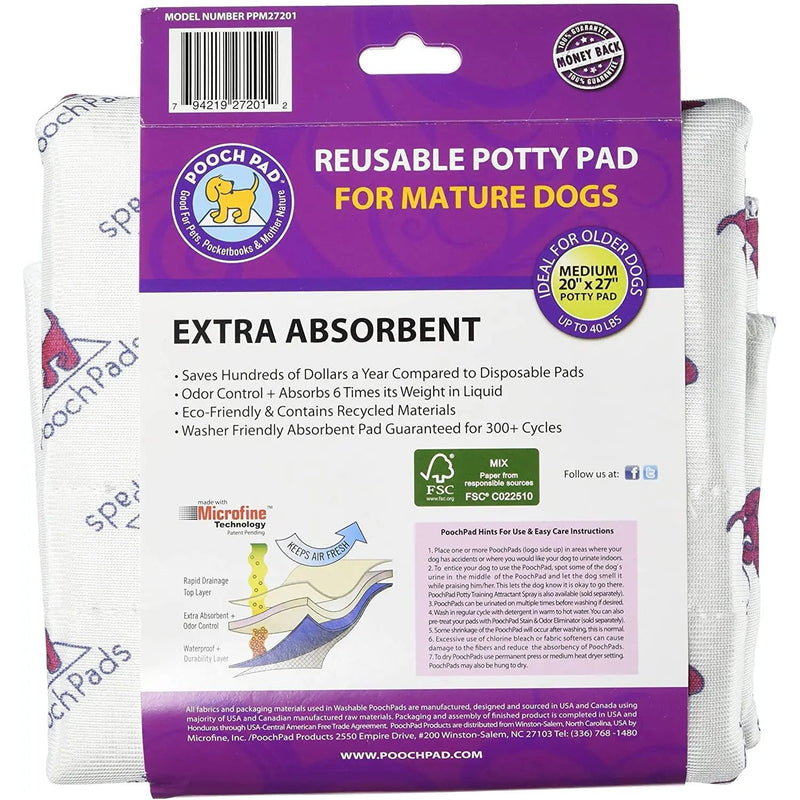 PoochPad Extra Absorbent Reusable Potty Pad for Mature Dogs Med PoochPad Products