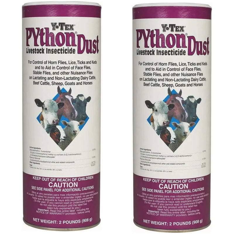 Python Dust Livestock Insecticide 2lb Shaker Can 2-Pack