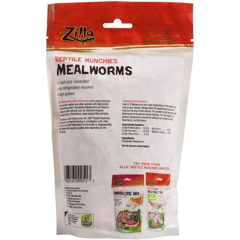 Zilla Reptile Food Munchies Mealworm, 3.75-Ounce Central Aquatics