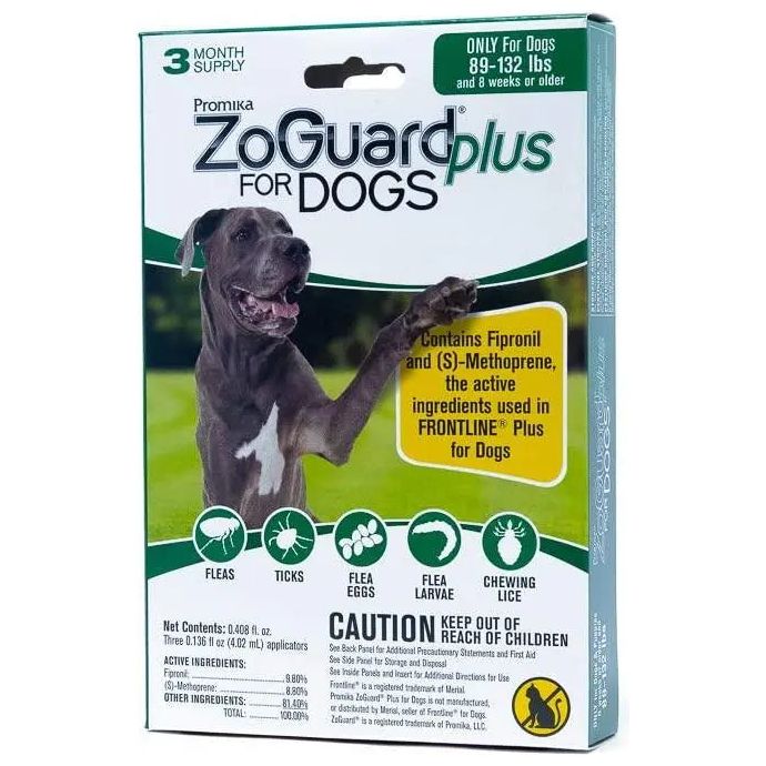 ZoGuard Plus Flea and Tick Drops for XL Dogs 3 Months 89-132 lbs. ZoGuard