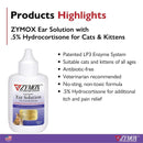 Zymox Enzymatic Ear Solution With 0.5% Hydrocortisone for Cats and Kittens 1.25 Oz. ZYMOX