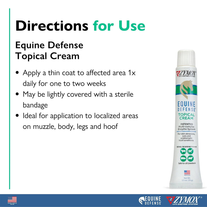 Zymox Equine Defense Topical Skin Cream 2.5 oz. Tube ZYMOX