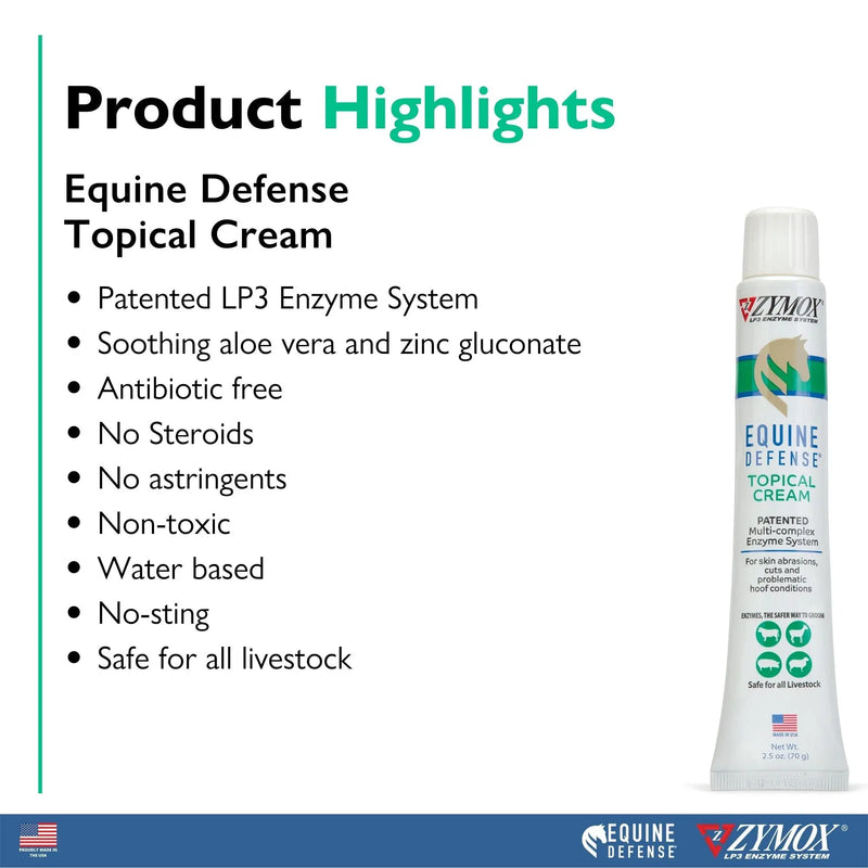 Zymox Equine Defense Topical Skin Cream 2.5 oz. Tube ZYMOX