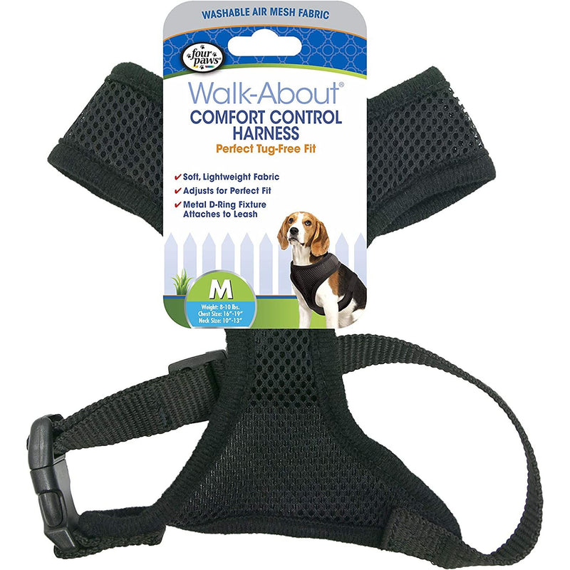Four Paws Comfort Control Dog Harness, Black, Medium Four Paws