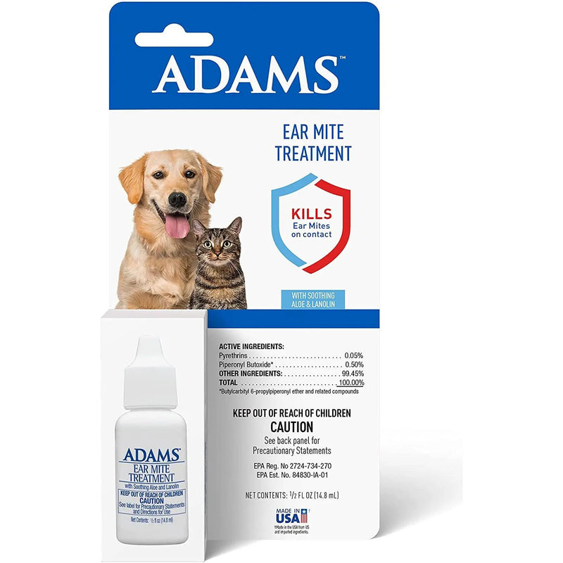Adams Flea and Tick Ear Mite Treatment Pet Care, 0.5 oz. Adams