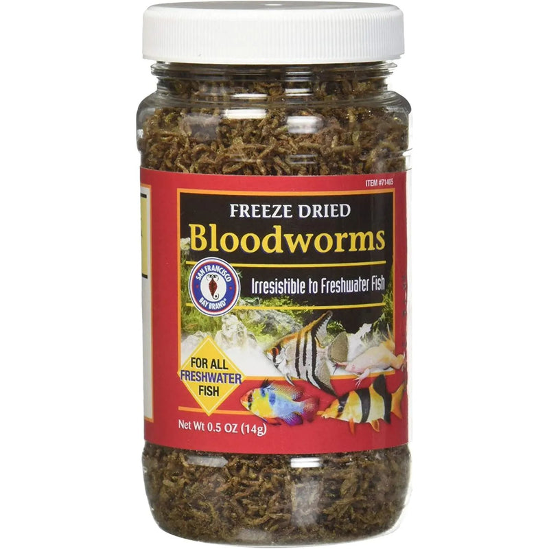 All Natural Freeze Dried Bloodworms Freshwater Fish Food 14g San Francisco Bay Brand