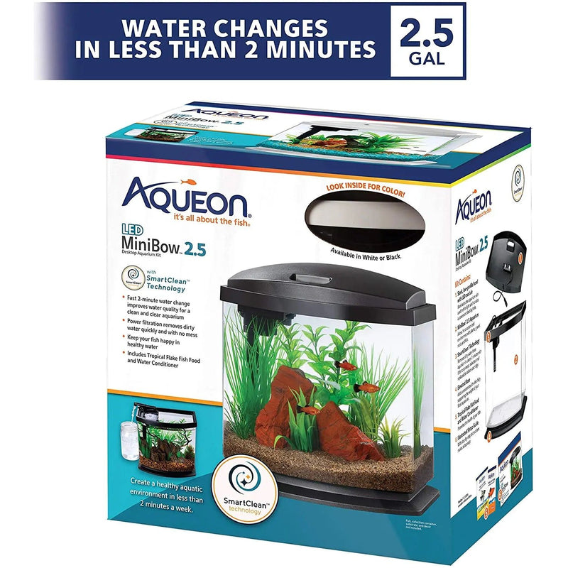 Aqueon LED MiniBow Aquarium Kit with SmartClean Technology White 2.5 Gallons Aqueon