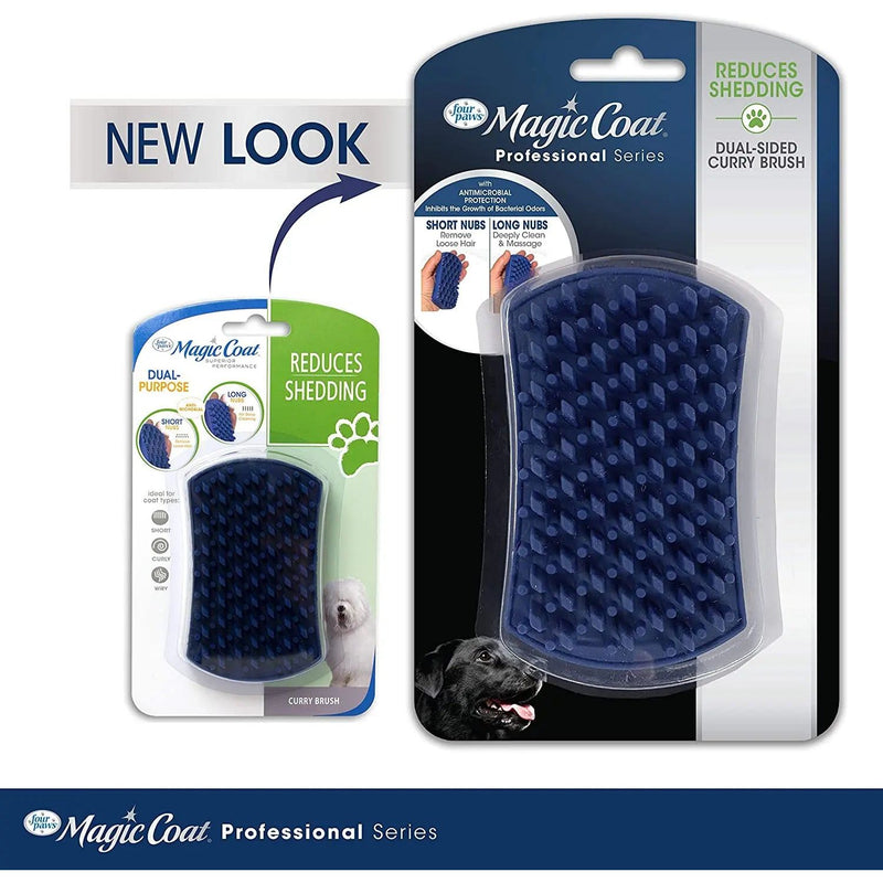 Four Paws Magic Coat Professional Series Dual-Sided Curry Brush Four Paws