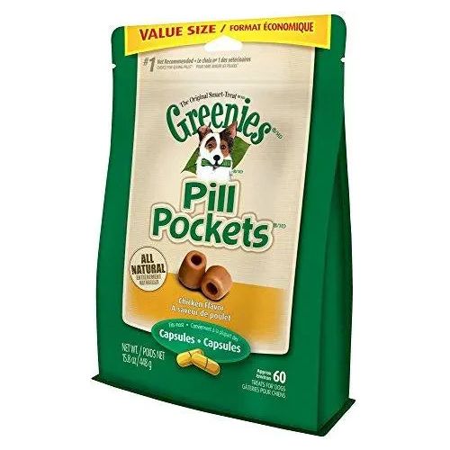 Greenies Pill Pockets Dog Treats Chicken Flavor for Dogs 15.8 oz. 60 Treats Greenies