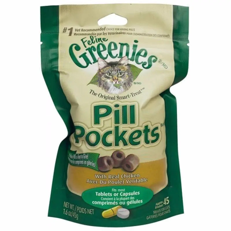 Greenies Pill Pockets For Cats Chicken/Salmon Flavor Holds Most Capsules/Tablets Greenies