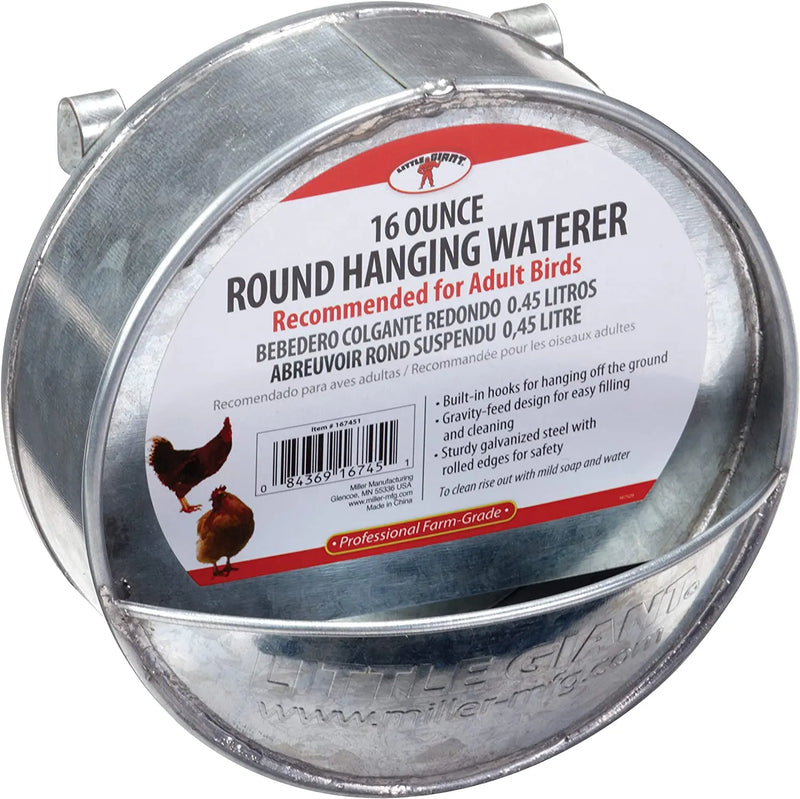 Little Giant Galvanized Round Hanging Poultry Waterer Little Giant