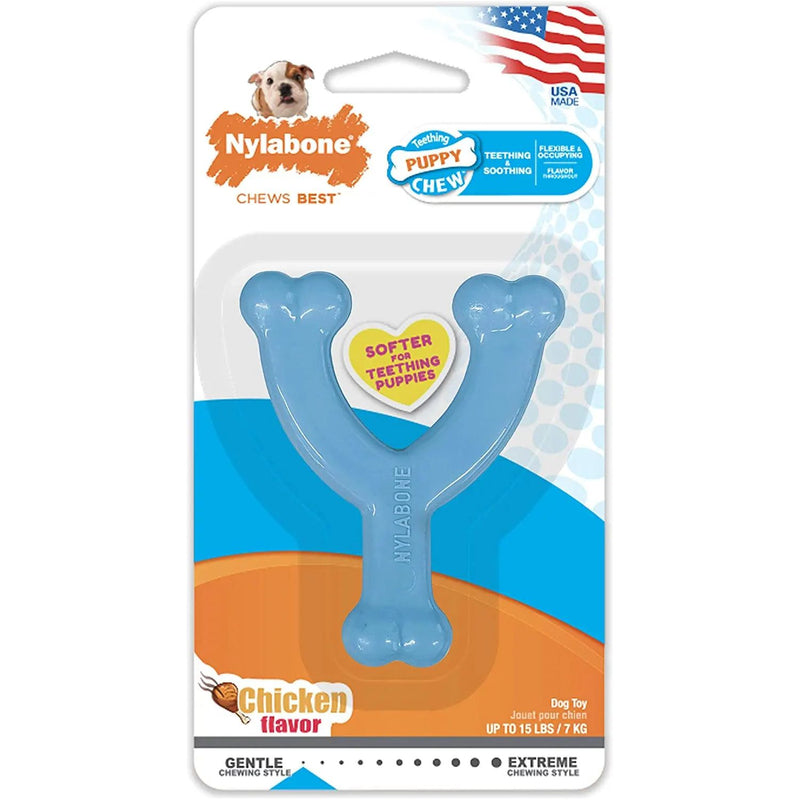Nylabone Puppy Chew Wishbone Dog Toy Chicken Flavor, XS/Petite Nylabone