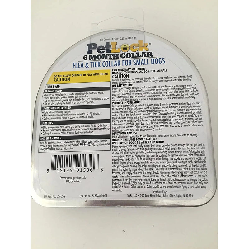 PetLock Flea & Tick Collar Small Dogs 6 Months Protection petlock