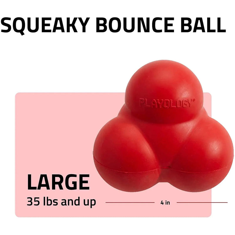 Playology Beef Scent Squeaky Bounce Ball Dog Toy, Large PLAYOLOGY