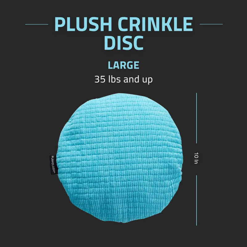 Playology Plush Crinkle Disk Dog Toy Peanut Butter Scent, Large PLAYOLOGY