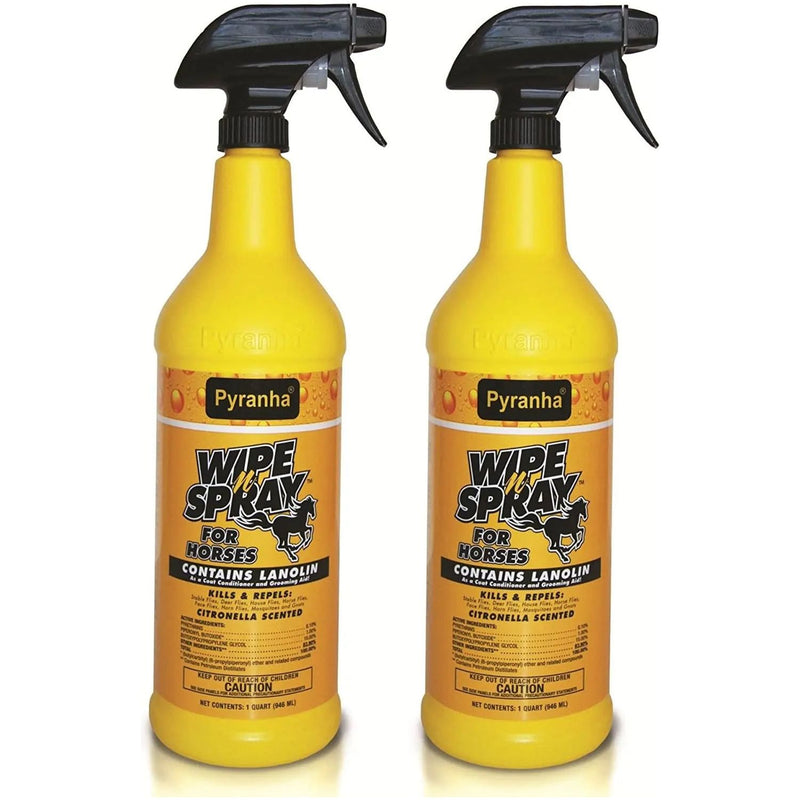 Pyranha Wipe N Spray Repel Flies Protection for Horses 32oz Pyranha