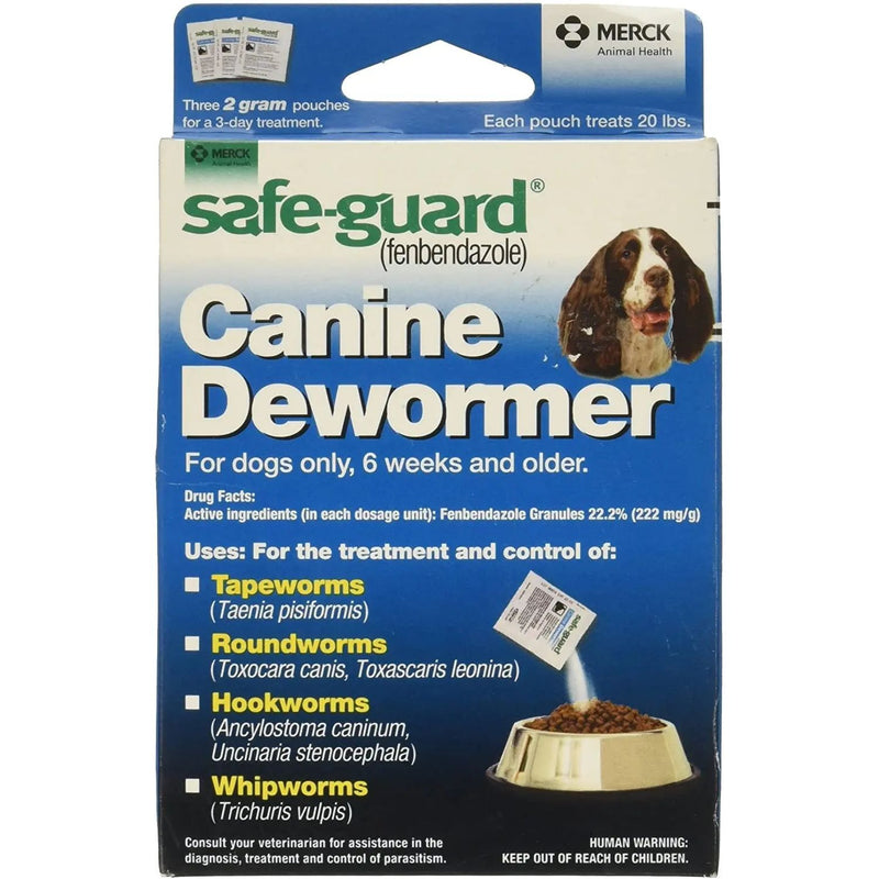 Safe-Guard Panacur (fenbendazole) K9 Dogs 20 lbs. 2gm 3-Pack Merck