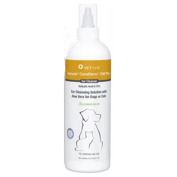 VetOne Aurocin CM Pet Ear Cleanser With Aloe for Cat Dog 8 oz. VetOne