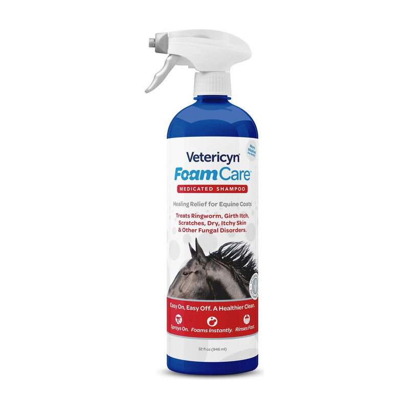 Vetericyn FoamCare Equine Medicated Shampoo for Healthy Clean Horse Coat 32 oz. Vetericyn