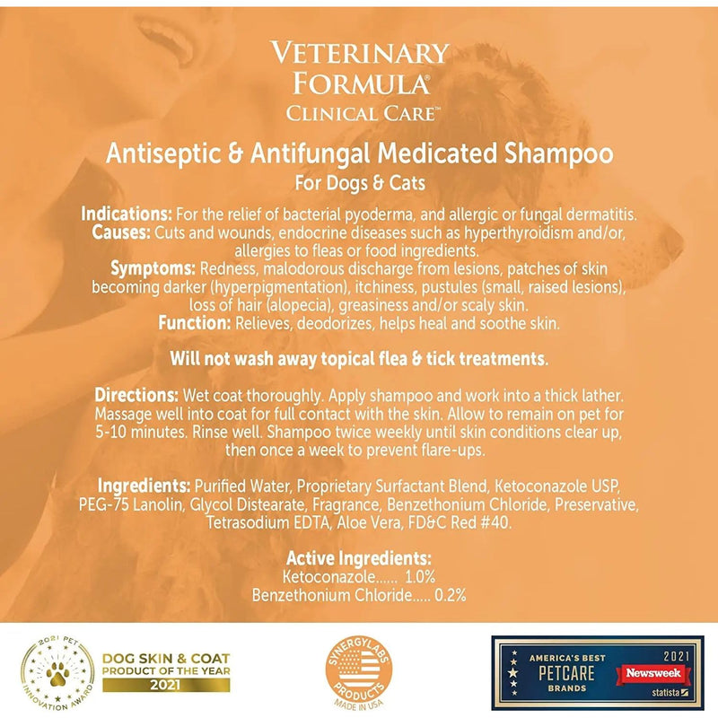 Veterinary Formula Antiseptic and Antifungal Medicated Shampoo 16 oz. Synergy Labs