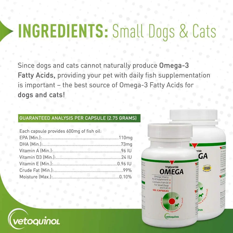 Vetoquinol AllerG-3 Supplement Omega-3 SM Dogs & Cats 8-39 lbs 60 Gel Caps Vetoquinol