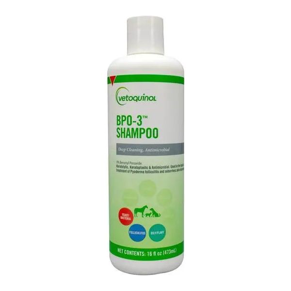 Vetoquinol BPO-3 Medicated Antibacterial Pet Shampoo for Cat Dog Horses 16 oz. Vetoquinol