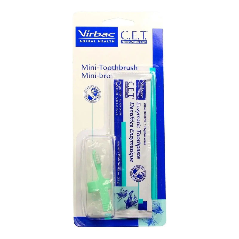 Virbac C.E.T. Mini Toothbrush & Poultry Toothpaste Combo for Pets Virbac