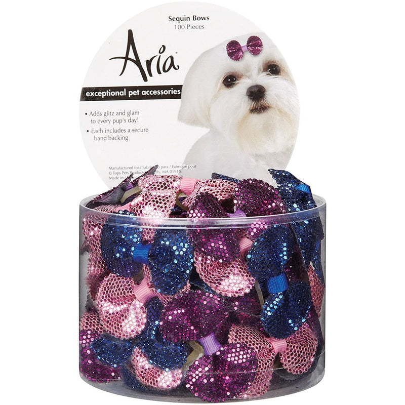 Aria Sequin Bows for Dogs 100-Piece Hair Accessories Aria