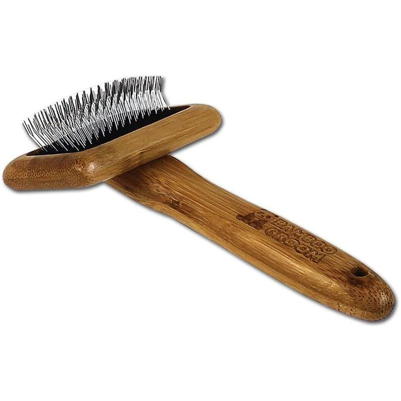 Bamboo Groom Slicker Brush with Stainless Steel Pins for Pets, Small Pet Adventures Worldwide