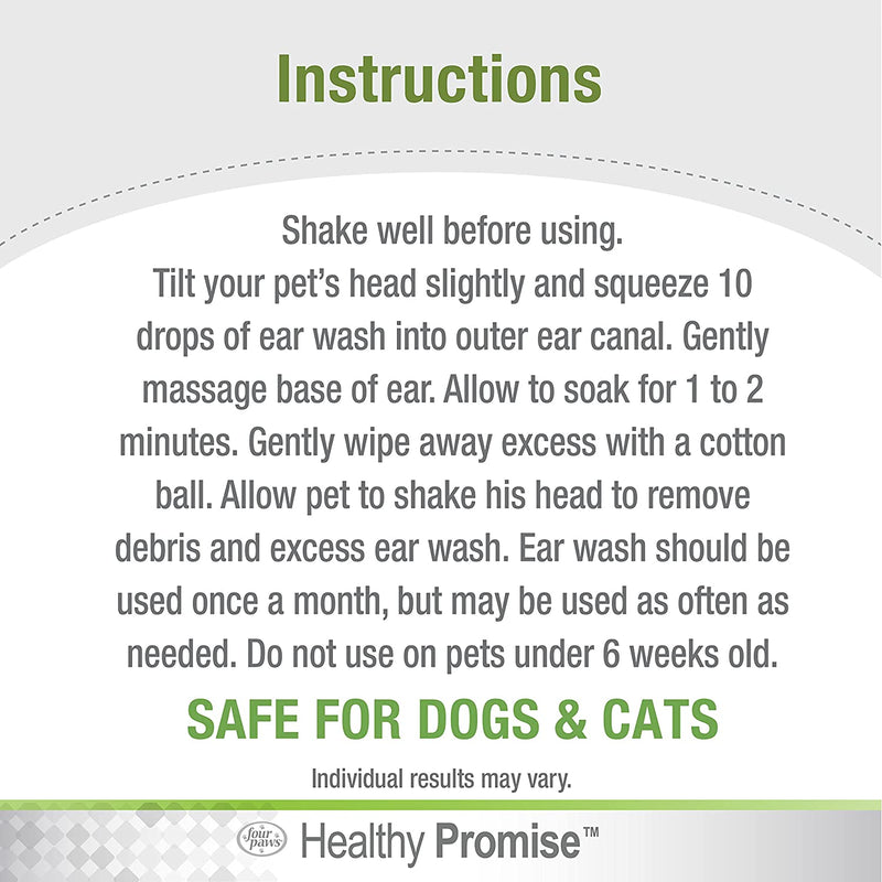Four Paws Healthy Promise Pet Ear Wash for Dogs and Cats 4oz. Four Paws