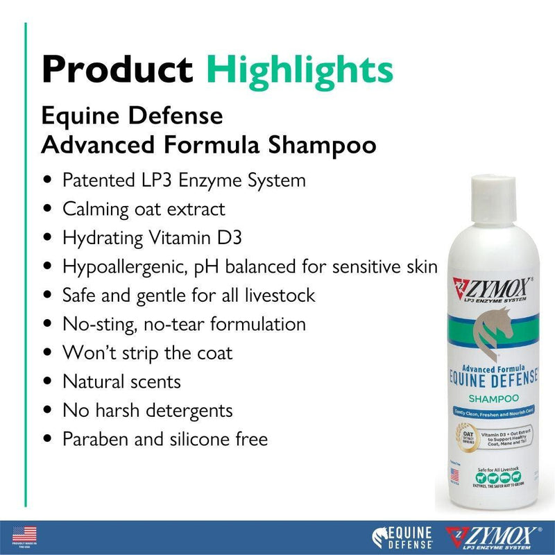 Zymox Equine Defense Advanced Formula Shampoo 12 oz. Bottle ZYMOX